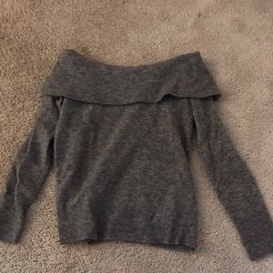 Off the shoulder gray sweater
